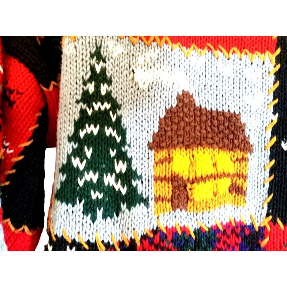 River Art Sweater X-Mas Theme Womens Size M Multicolor Cottagecore Winter - Picture 4 of 13
